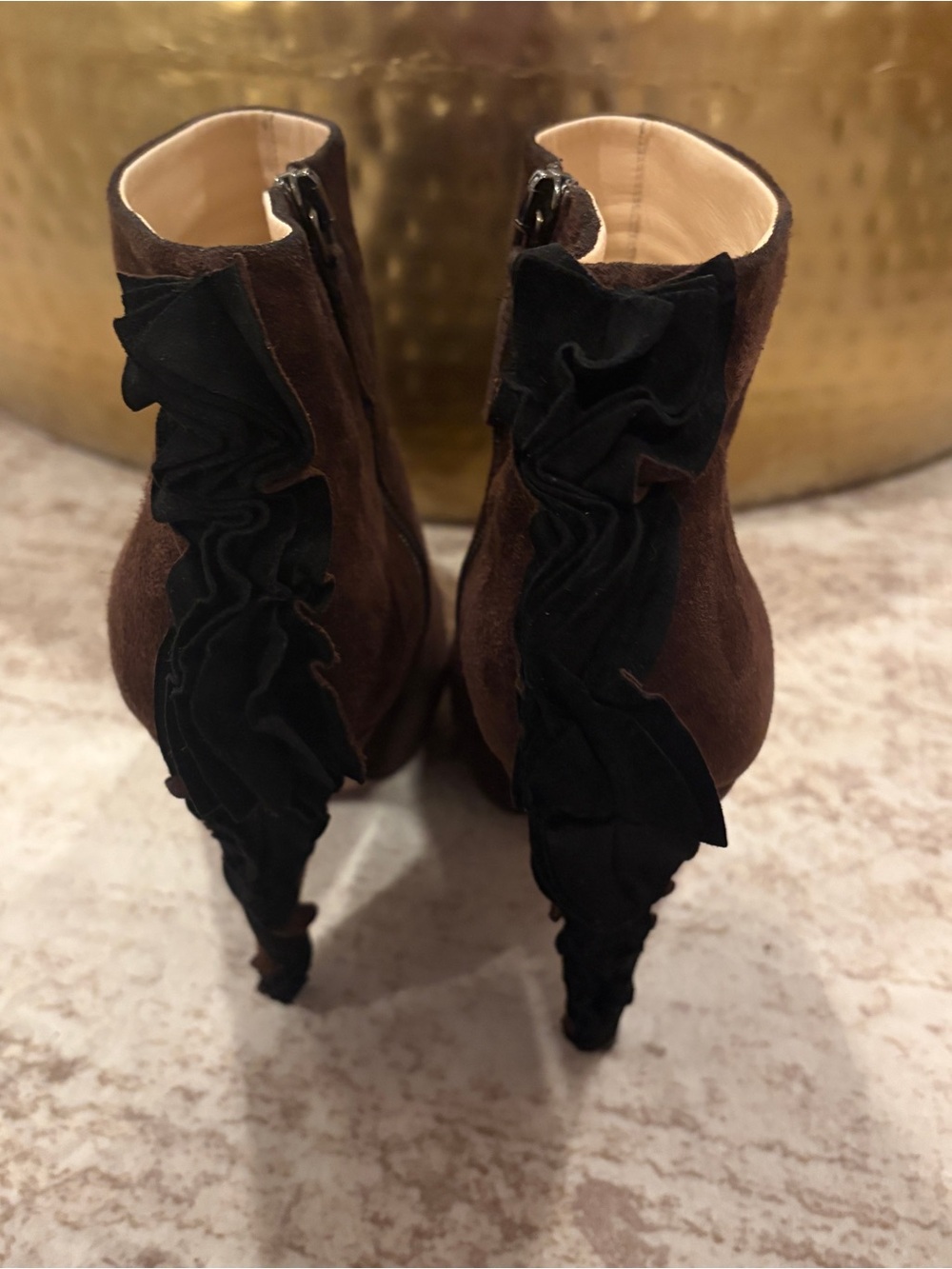 Prada Dark Brown Suede Ankle Booties - Picture 3 of 5